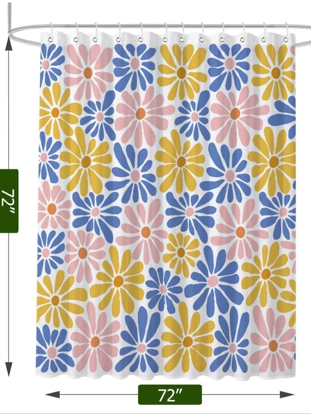 NEW! Pastel Daisy Shower Curtain 72x72